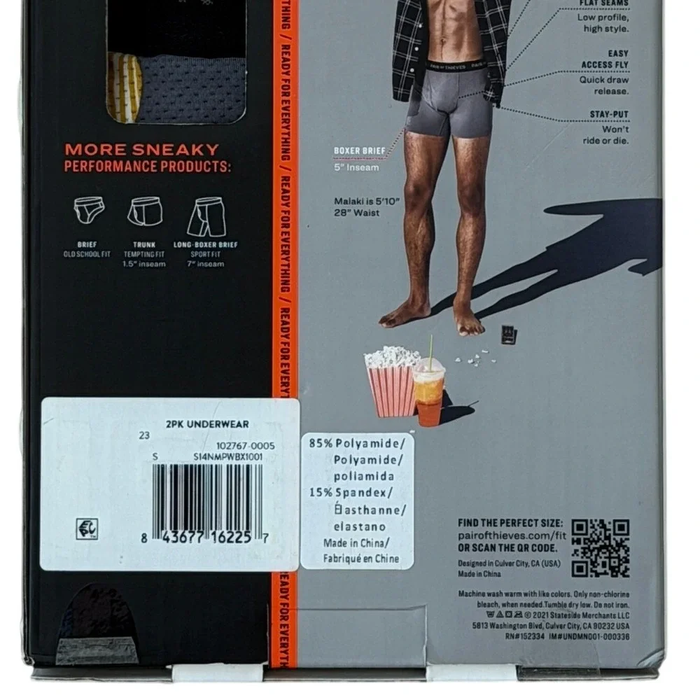 Pair of Thieves SuperFIT Mesh Magic Boxer Briefs S (28-30) Black/Grey (2) Pack